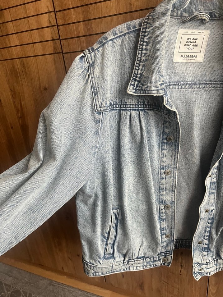(PULL AND BEAR)Açık Mavi Kadın Denim Ceket Düğmeli - Görsel 3