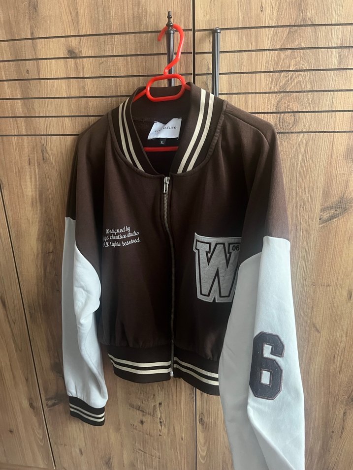 (EYYO ATELİER)Kahverengi Baskılı Fermuarlı Kadın Ceket - Görsel 2