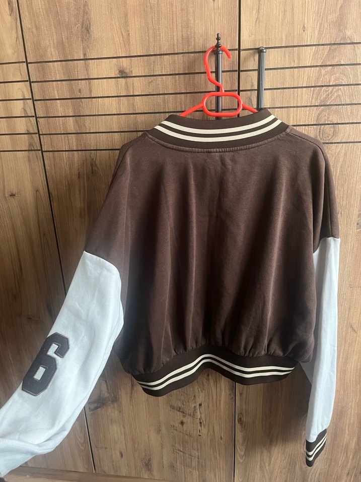 (EYYO ATELİER)Kahverengi Baskılı Fermuarlı Kadın Ceket - Görsel 5