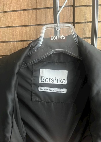 (BERSHKA)Kadın Siyah Fermuarlı Street Style Ceket - Görsel 3