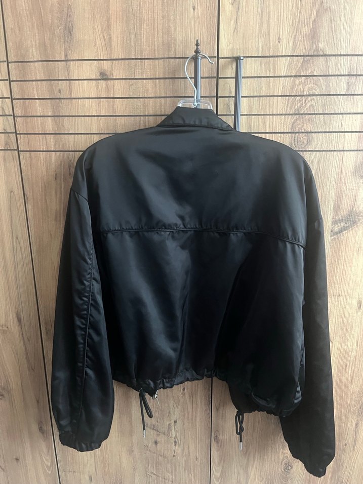 (BERSHKA)Kadın Siyah Fermuarlı Street Style Ceket - Görsel 5