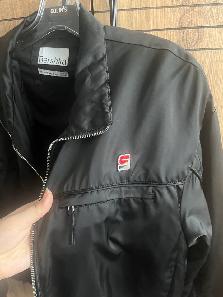 (BERSHKA)Kadın Siyah Fermuarlı Street Style Ceket - Görsel 2