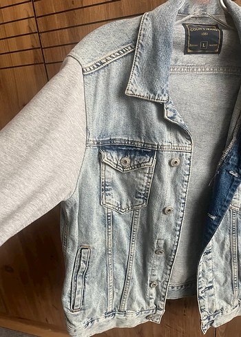 Gri Düğmeli Kadın Denim Ceket - Görsel 3