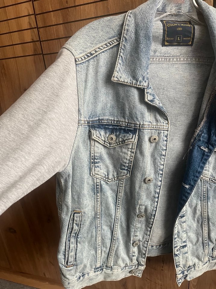 Gri Düğmeli Kadın Denim Ceket - Görsel 3