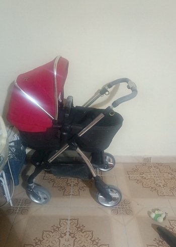 Koyu Kırmızı Bebek Arabası - Görsel 2