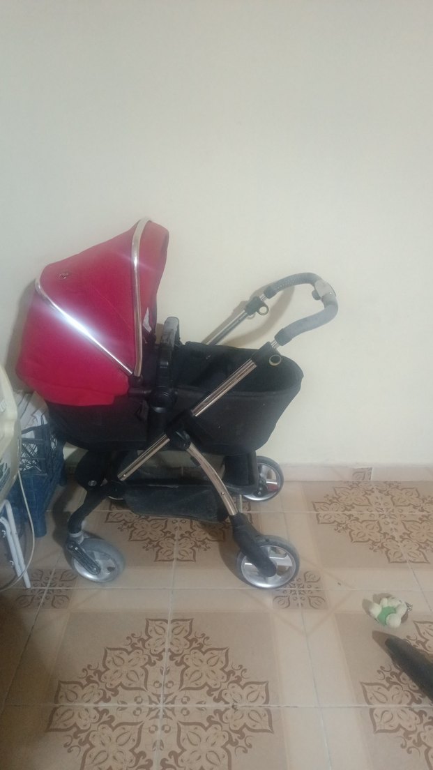 Koyu Kırmızı Bebek Arabası - Görsel 2