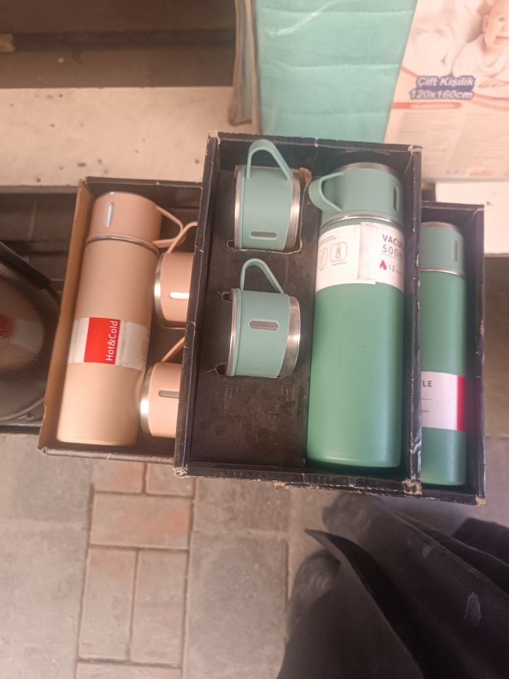 Bej 500ml Vakum Termos Seti - Görsel 2