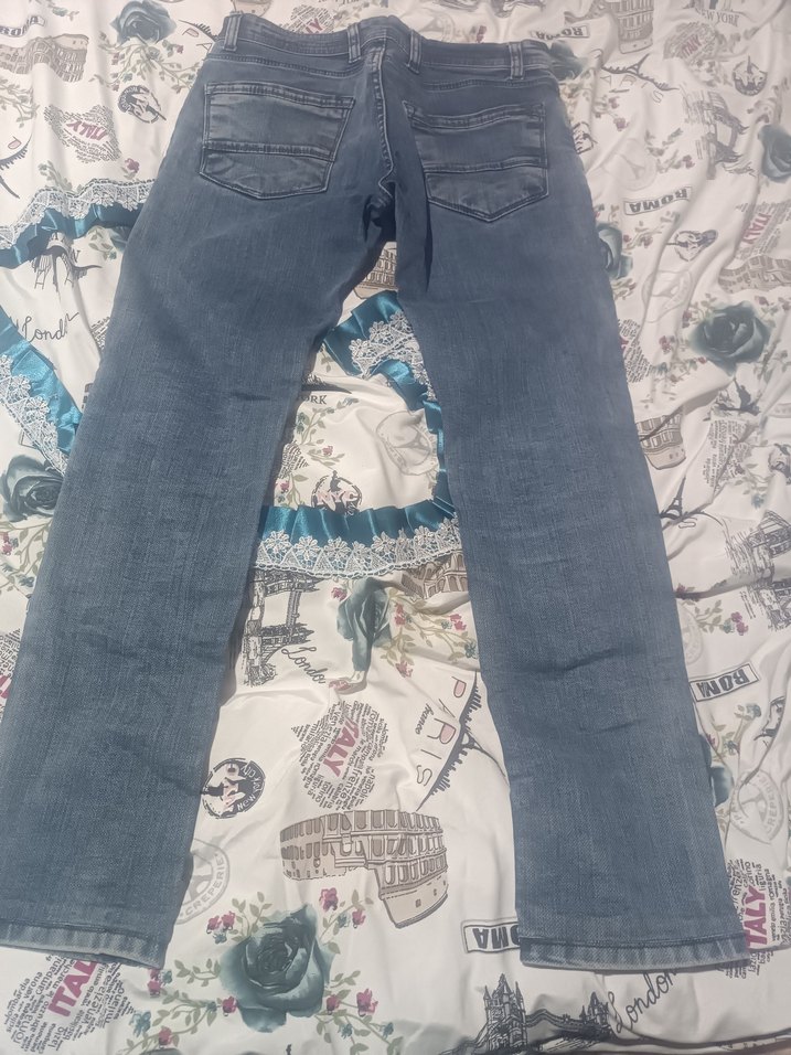 Gri Bağcıklı Normal Kesim Erkek Kot Pantolon - Görsel 2