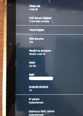 general mobile e tab 20 tablet - Görsel 4
