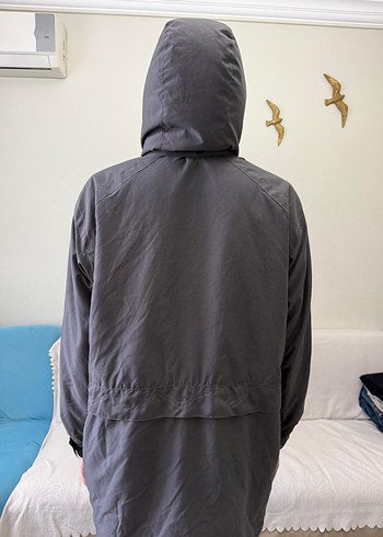 Gri Kapüşonlu Erkek Street Wear Mont - Görsel 2