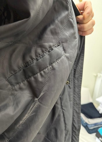 Gri Kapüşonlu Erkek Street Wear Mont - Görsel 4