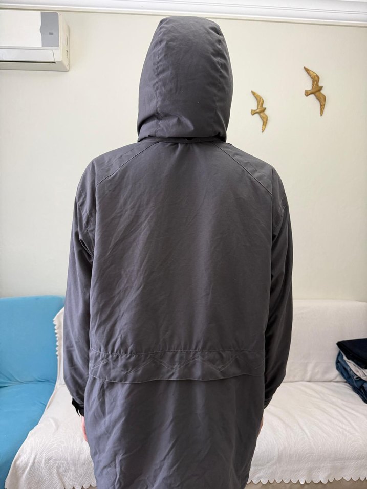 Gri Kapüşonlu Erkek Street Wear Mont - Görsel 2