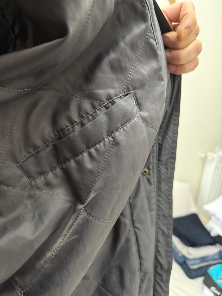 Gri Kapüşonlu Erkek Street Wear Mont - Görsel 4