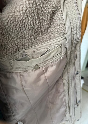 Bej Düğmeli Erkek Keten Mont - Görsel 3