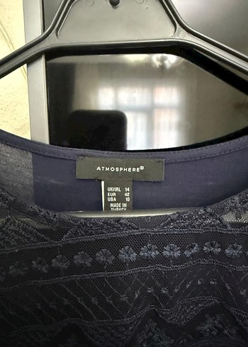 Lacivert Dantel Detaylı Uzun Kollu Bluz - Görsel 2