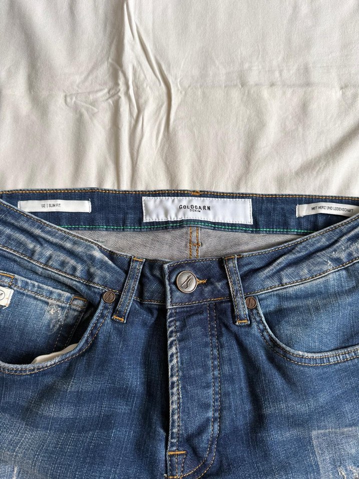 erkek mavi rahat dar kesim denim pantolon - Görsel 2