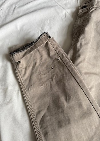bej loose fit keten erkek pantolon - Görsel 2