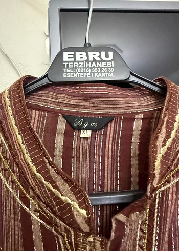 Bordo Nakışlı Uzun Kollu Bohem Vintage Tunik Bluz - Görsel 2