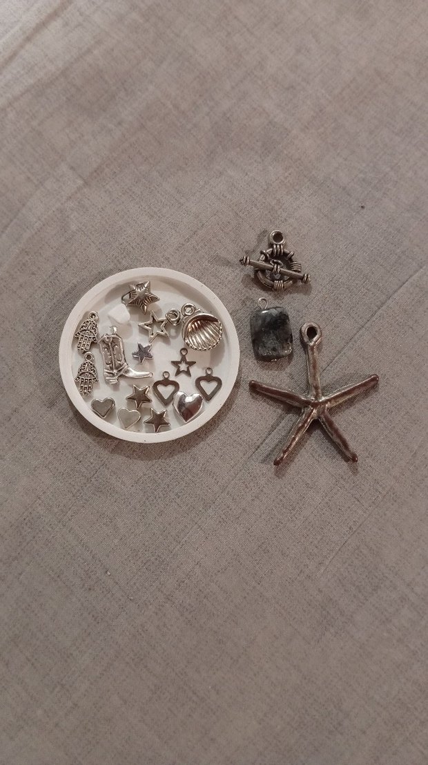 altın renk kolye ucu charm takı malzemesi boncuk set - Görsel 2