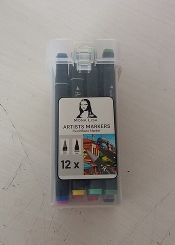 mona lisa 12 renk artist marker çift uçlu kutulu kalem boya seti