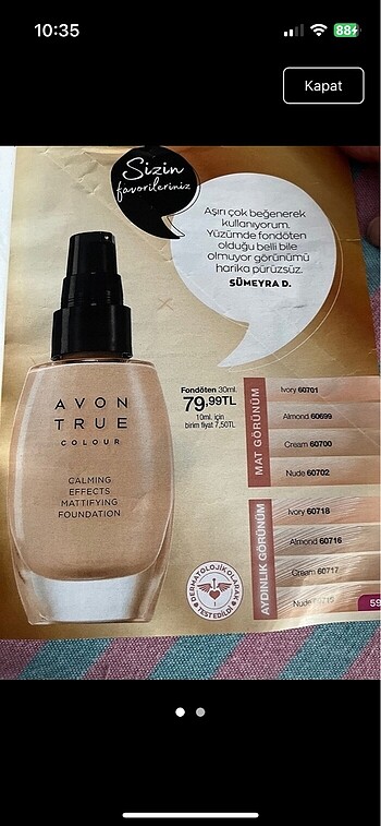 Avon fondötenle 2li 160 tl