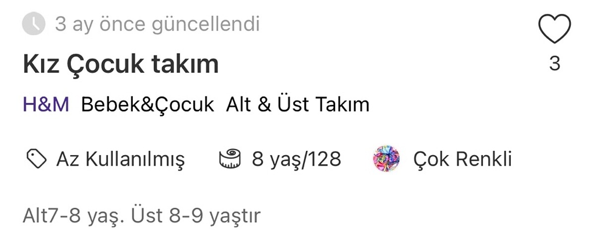 H&M KIZ ÇOCUK TAKIM