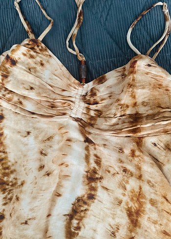 Bej Bağlamalı Bohem Uzun Elbise - Görsel 2