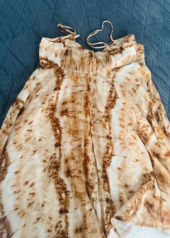 Bej Bağlamalı Bohem Uzun Elbise - Görsel 4