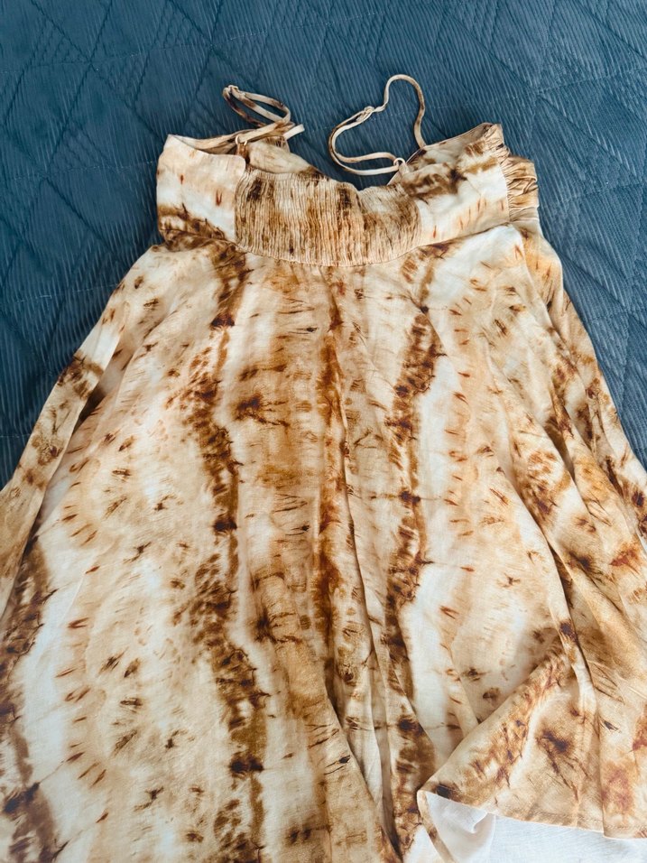 Bej Bağlamalı Bohem Uzun Elbise - Görsel 4