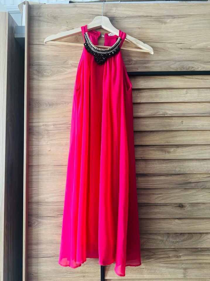 Boncuk İşlemeli Pembe Elbise - Görsel 2