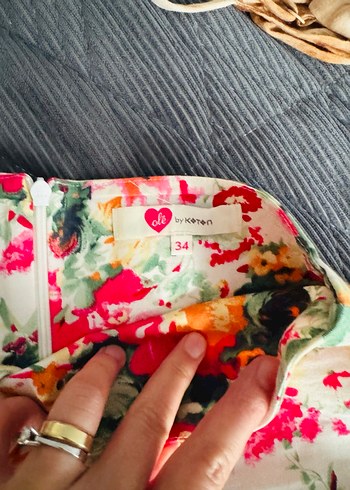 Çiçek Desenli Bohem Midi Etek - Görsel 2