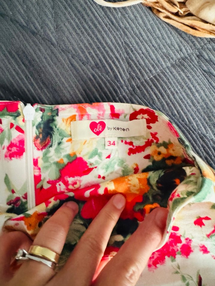 Çiçek Desenli Bohem Midi Etek - Görsel 2