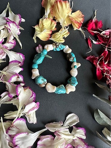 Turkuaz sedef özel kesim doğaltaş bileklik - Görsel 3