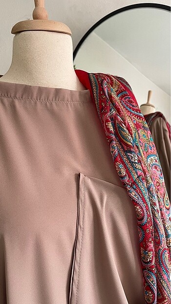 xl Beden camel Renk Mevlana model elbise