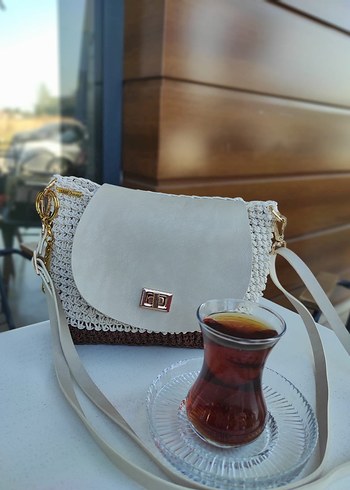 Beden Bej Örgü Kadın Çanta Dantel Detaylı