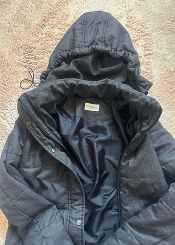 Gri Uzun Kadın Kış Montu, Kürklü Detaylı - Görsel 2