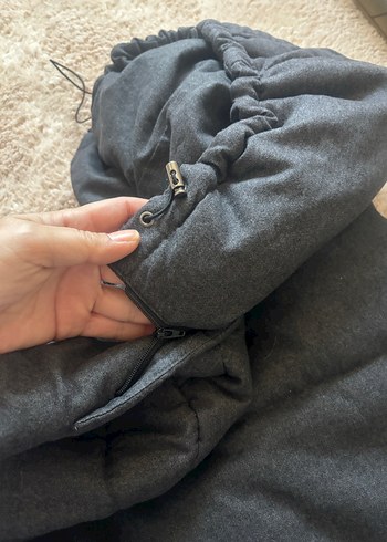 Gri Uzun Kadın Kış Montu, Kürklü Detaylı - Görsel 7