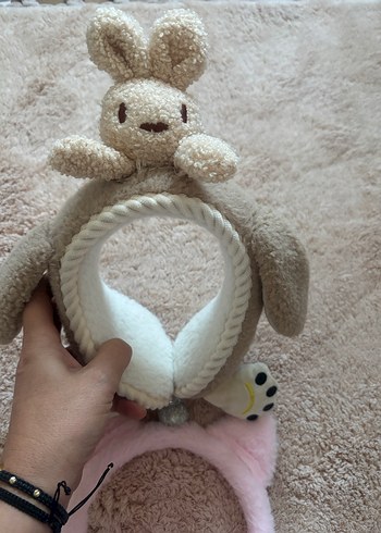 Pembe Nakışlı ve Kürklü Kız Çocuk Kulaklıkları - Görsel 7