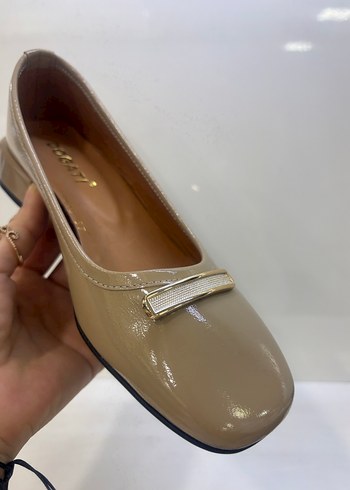 Bej Kadın Klasik Tokalı Topuklu Babet - Görsel 7