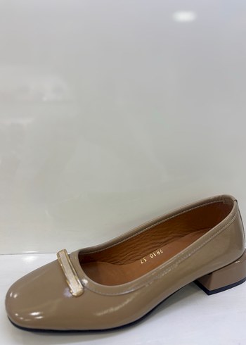 Bej Kadın Klasik Tokalı Topuklu Babet - Görsel 3