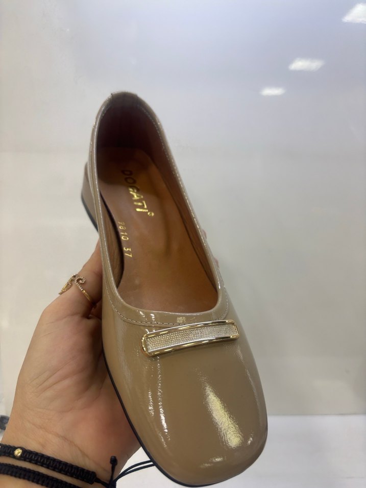 Bej Kadın Klasik Tokalı Topuklu Babet - Görsel 2