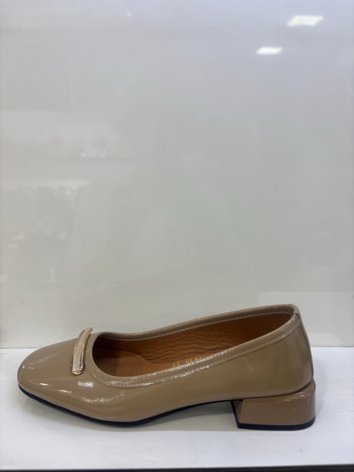 Bej Kadın Klasik Tokalı Topuklu Babet - Görsel 4