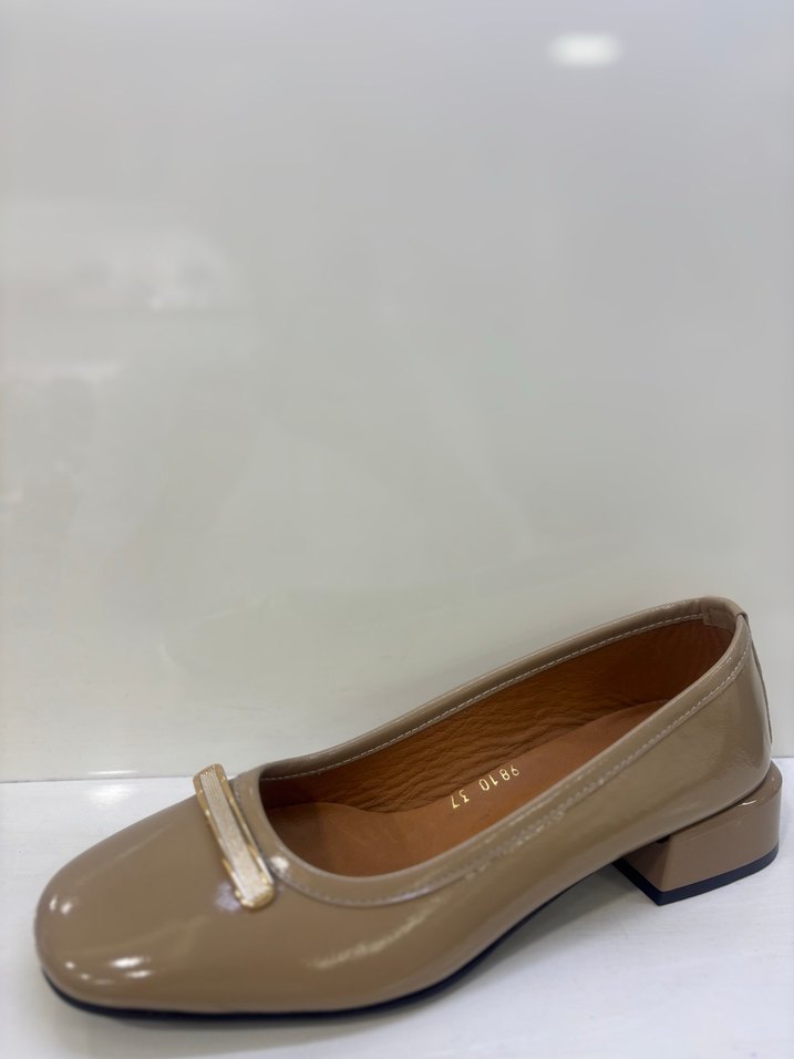 Bej Kadın Klasik Tokalı Topuklu Babet - Görsel 3