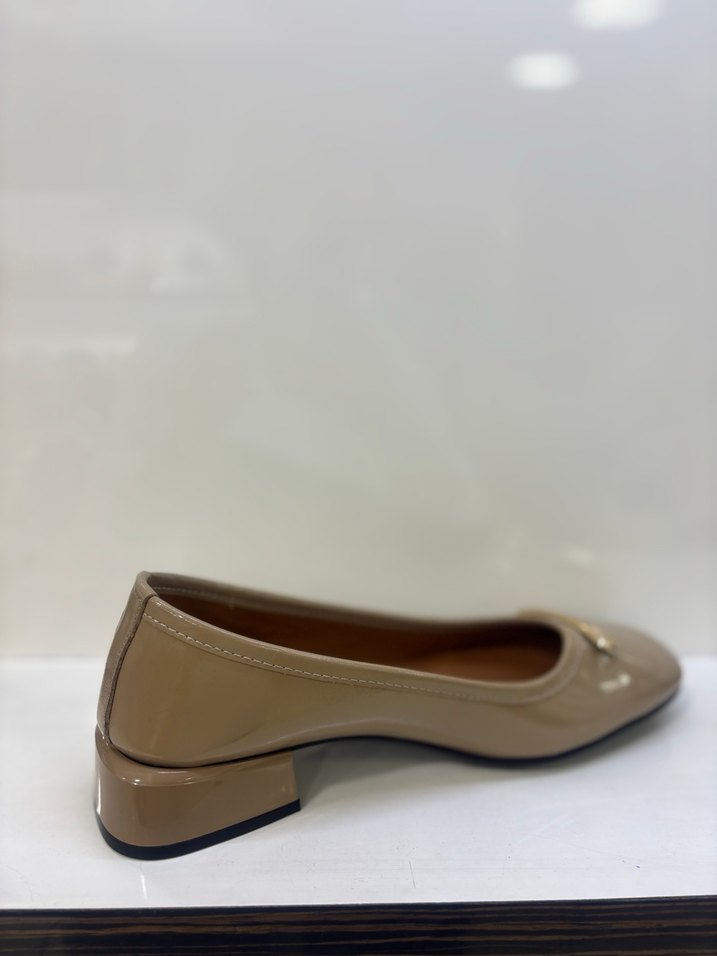 Bej Kadın Klasik Tokalı Topuklu Babet - Görsel 5