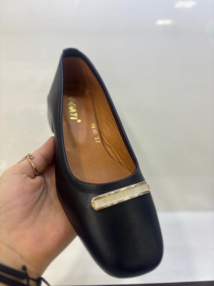 Kadın Siyah Tokalı Topuklu Babet - Görsel 3