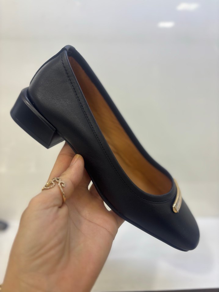 Kadın Siyah Tokalı Topuklu Babet - Görsel 4