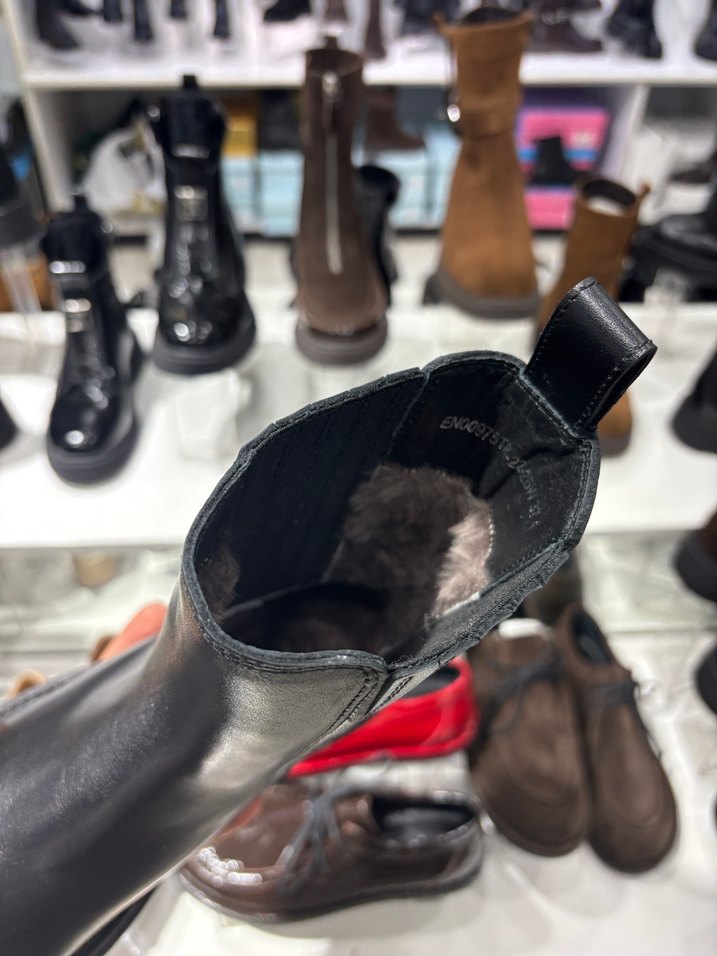 Siyah Deri Kadın Bot, Tokalı, Blok Topuklu - Görsel 4