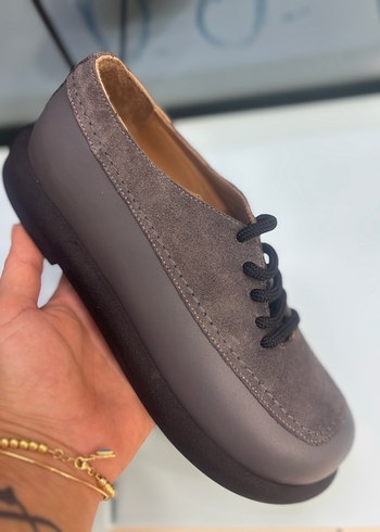 Gri Süet kadın Klasik Ayakkabı - Görsel 5