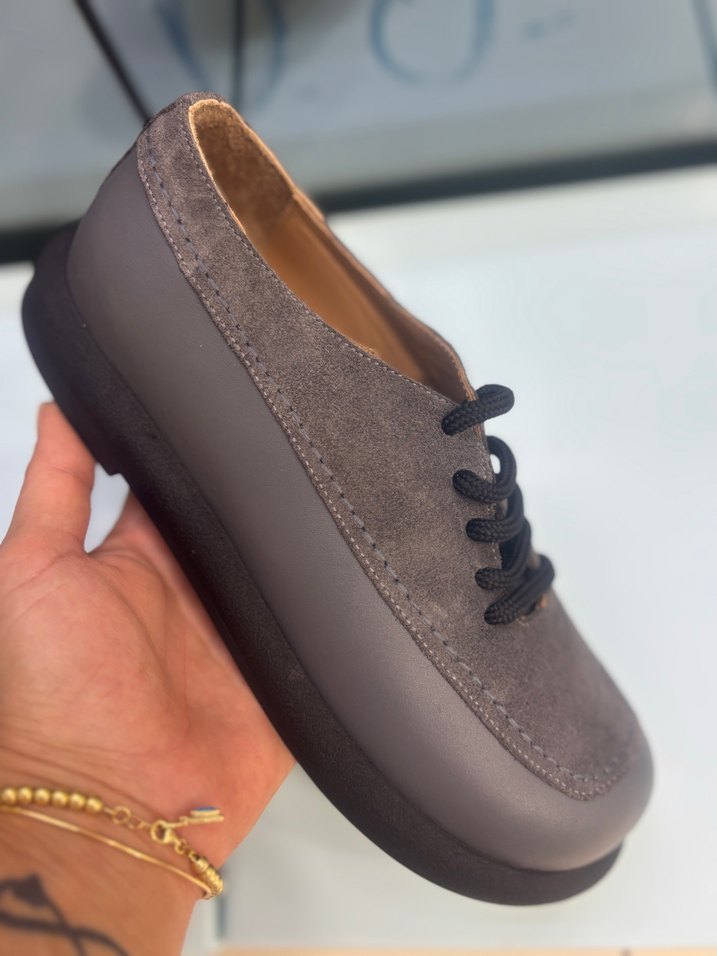 Gri Süet kadın Klasik Ayakkabı - Görsel 5