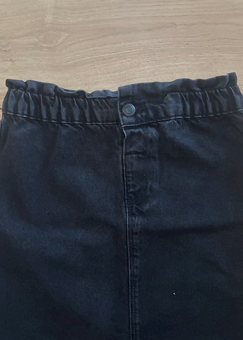 Siyah Loose Fit Denim Mini Etek - Görsel 6